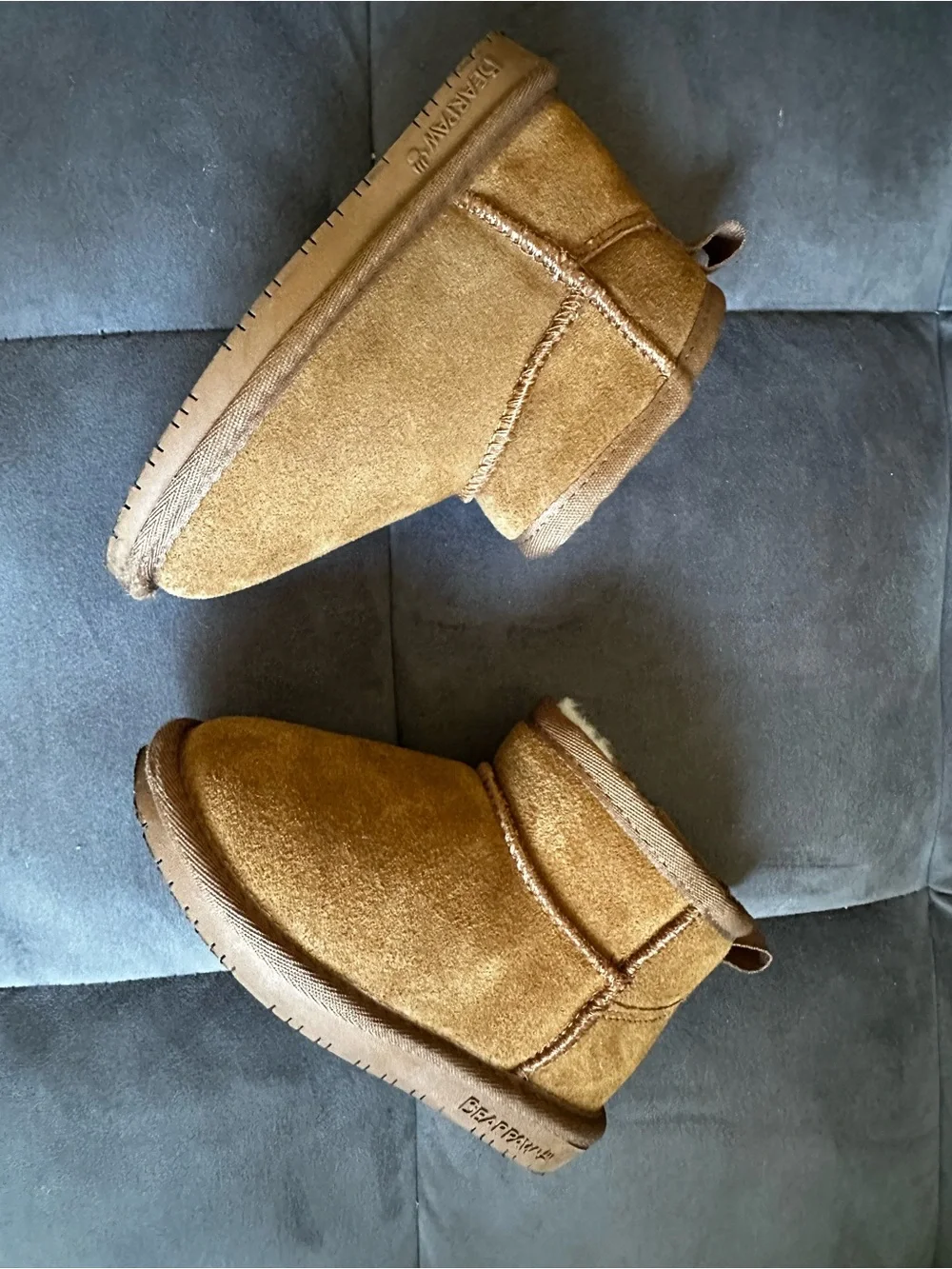 BearPaw Suede Sheepskin Short Booties - Chestnut toddler size 9